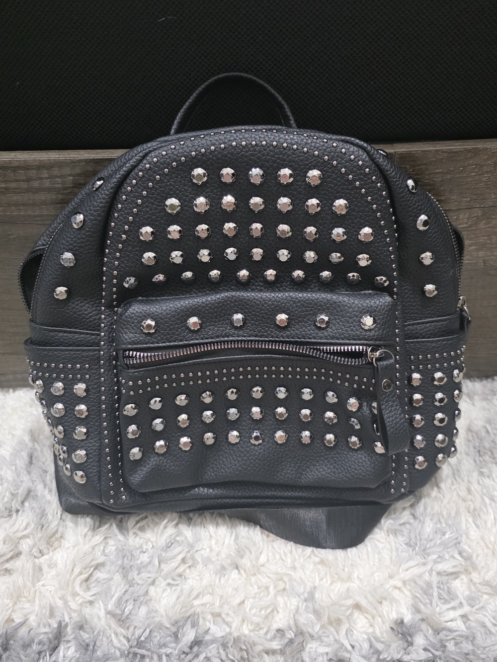 Studded Black Mini Backpack - Fashionable Women's Bag